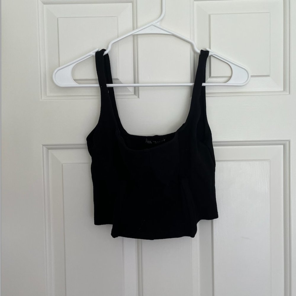 Zara Black Fitted Crop Top